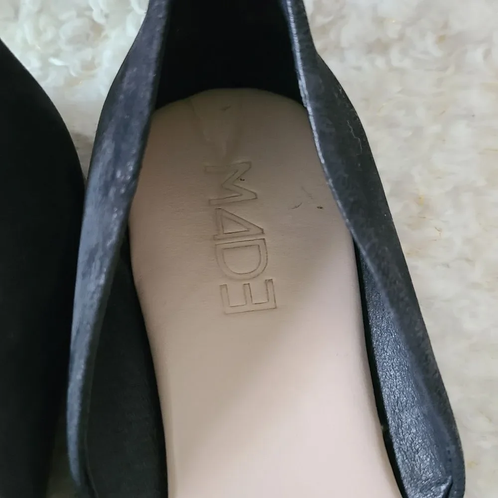 M4DE Nadia‎ Black Leather D'orsay Flats Size 7.5